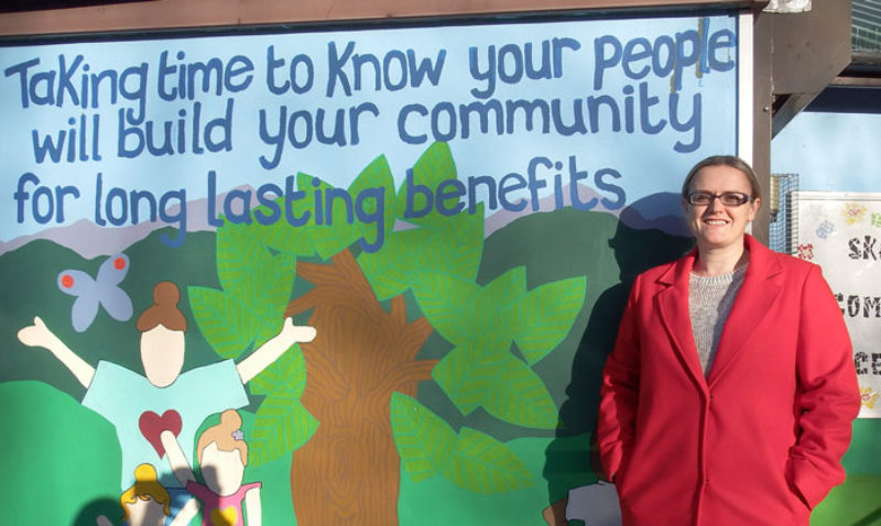 Lizzi Collinge Outside the Queen Vic Health Centre in Morecambe